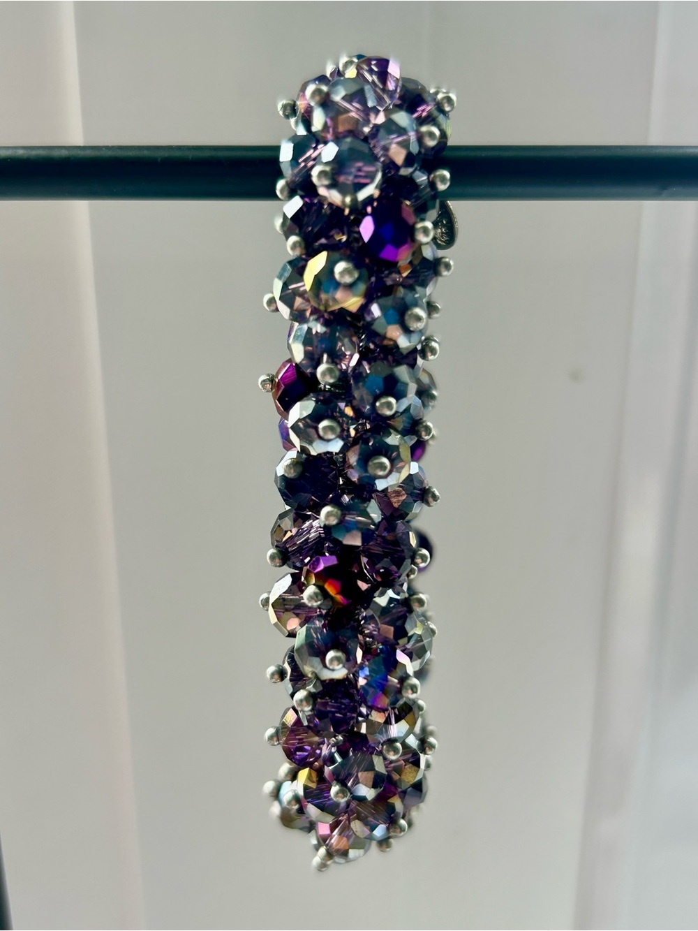 NWOT - Purple Crystal Cluster Stretch Bracelet